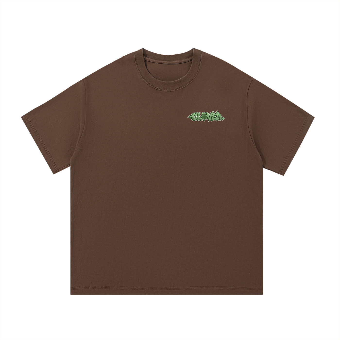 CLOVER Cotton T-Shirt- BROWN