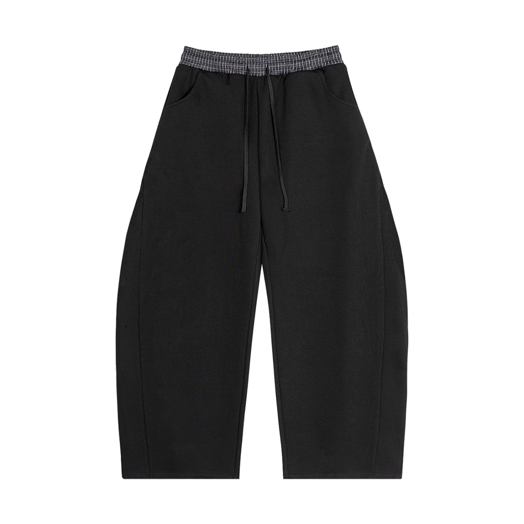 CLOVER-plaid Waistband Barrel Sweatpants