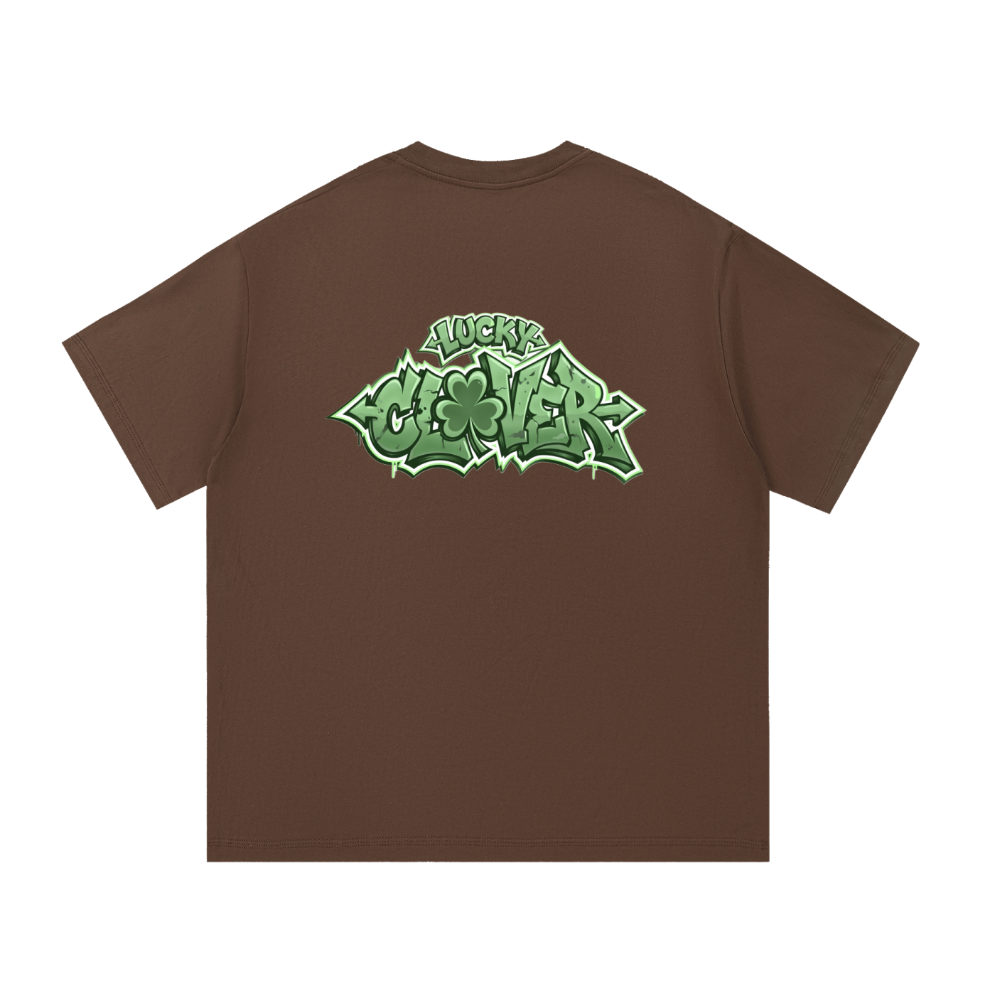 CLOVER Cotton T-Shirt- BROWN