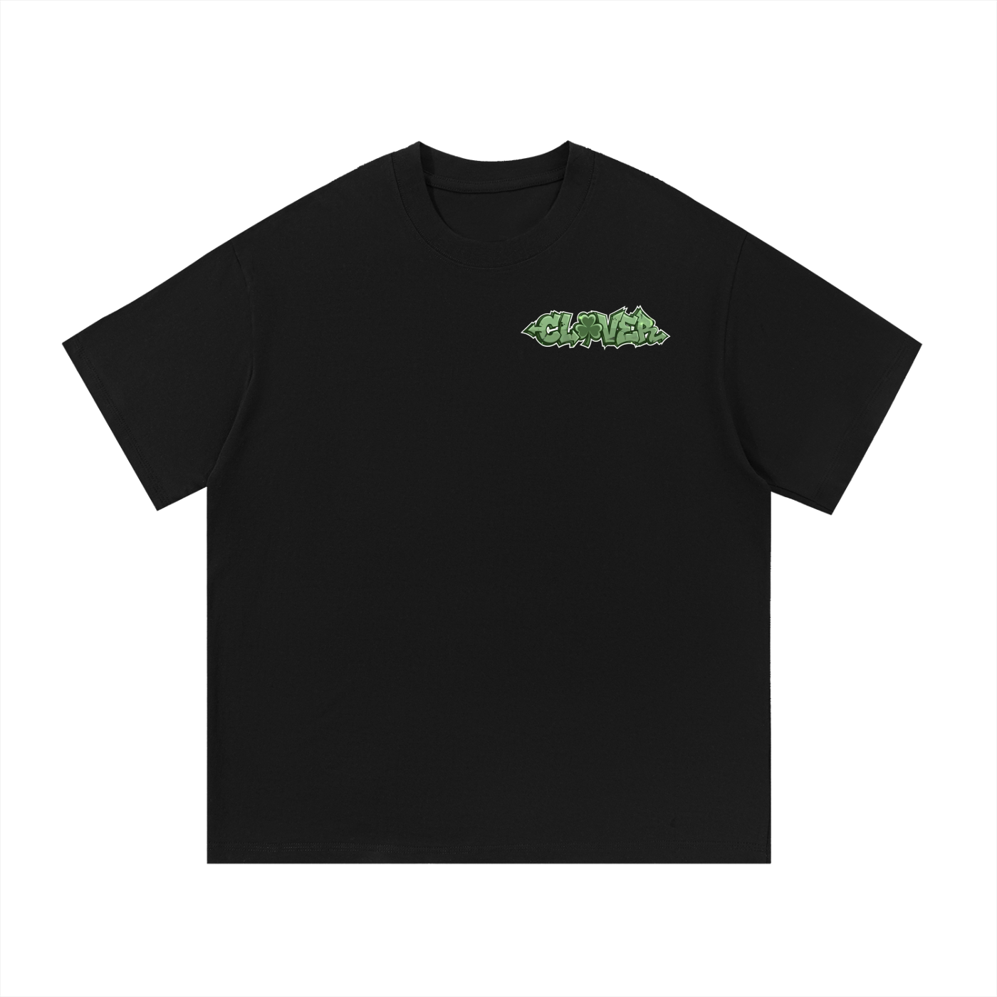 CLOVER Cotton T-Shirt-BLACK