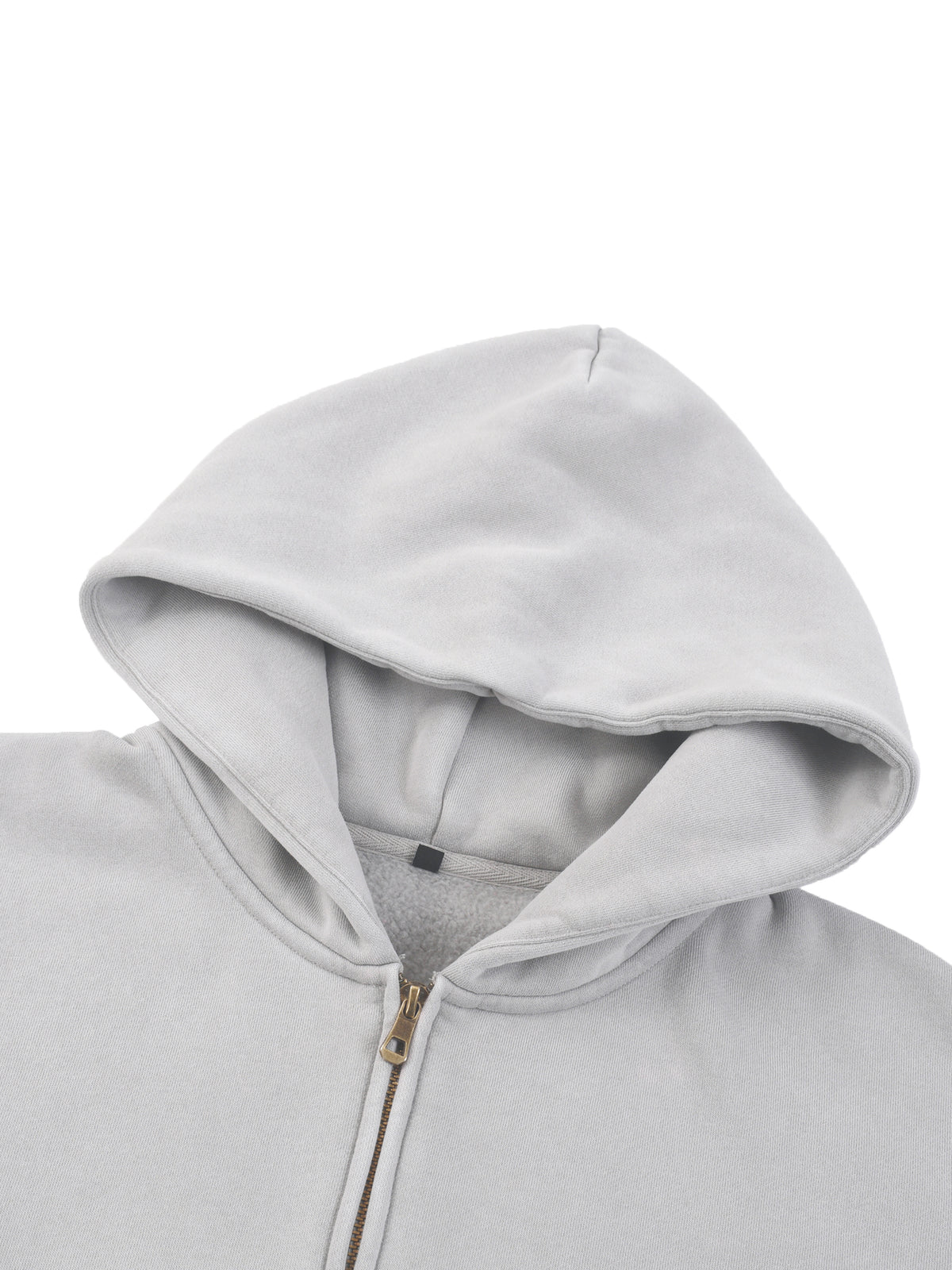 CLOVER faded Two-way Zipper Boxy Fleece Hoodie
