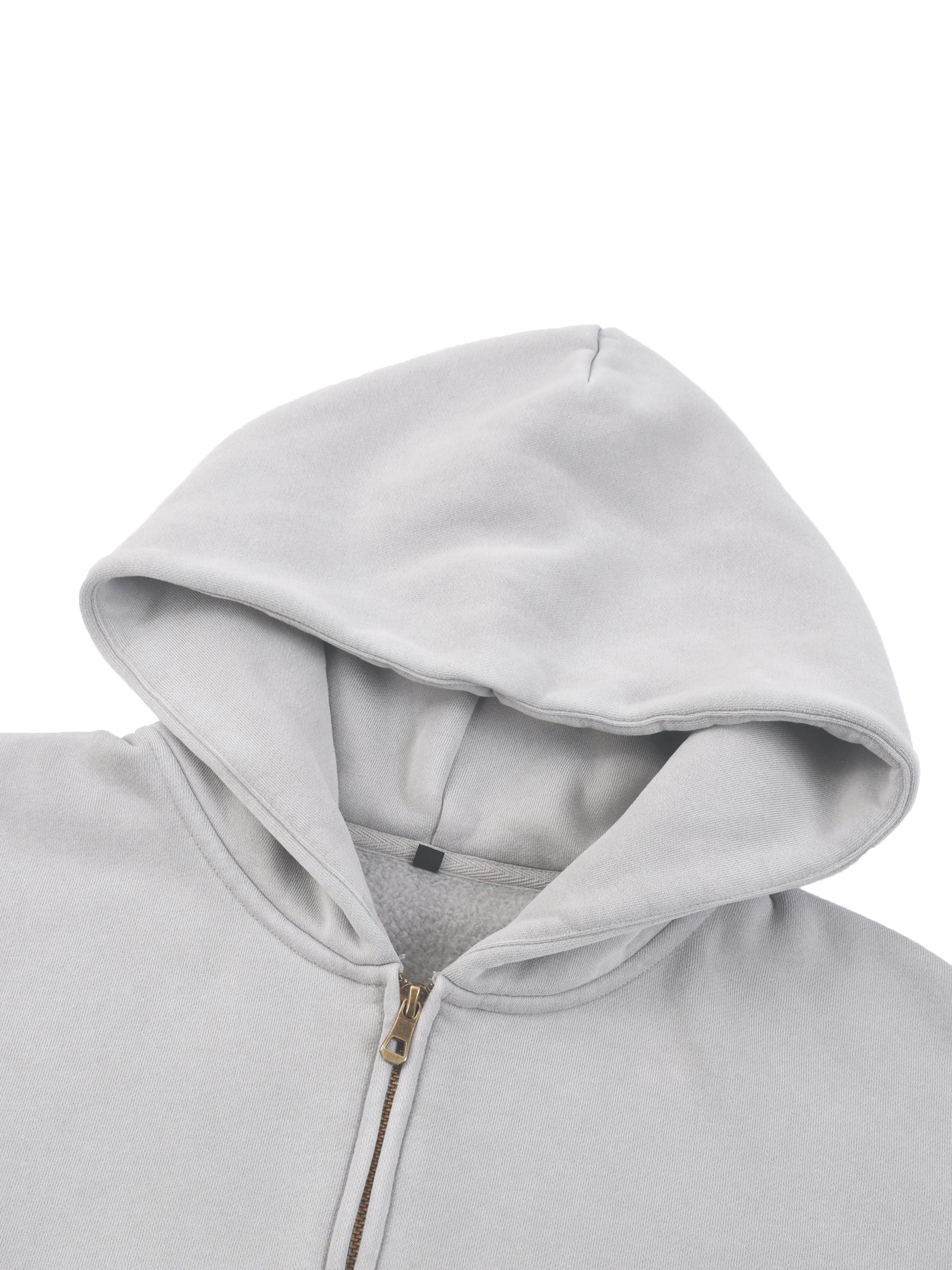 CLOVER faded Two-way Zipper Boxy Fleece Hoodie